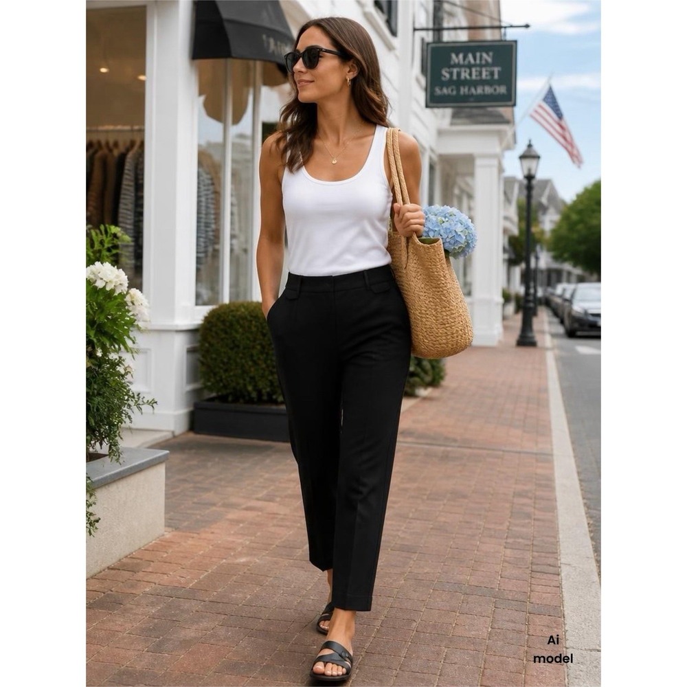 Apostrophe Womens Black Dress Pants Size 10 Cuffed Ankle Career Trousers Stretch